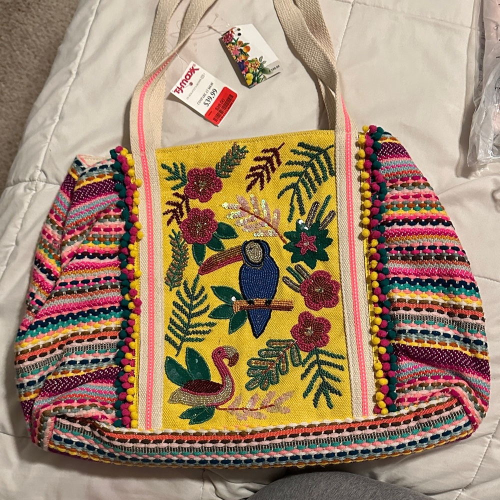 Tropical Embroidered Tote Bag